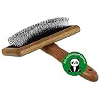 alcott Bamboo Groom Slicker-b?rste med stifter i rustfrit st?l til k?ledyr Stor brun