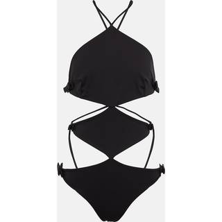 Valentino Bow-embellished halterneck swimsuit - black - L