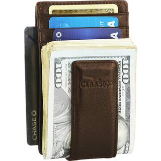 Penge clip l?der tegnebog til m?nd Slim front lomme RFID -blokering med super st?rk magnetisk