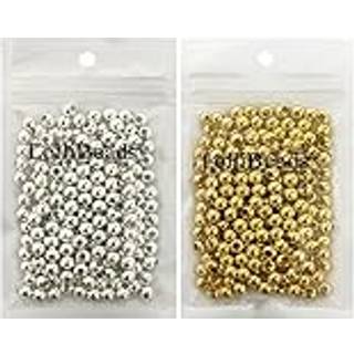 Lollibeads (R) Guld og s?lvbelagte glatte runde metalperler blandet farve 6 mm 300/300 i alt 600 stk