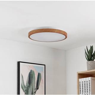 Lindby LED-loftlampe Mynte, Ø43cm, trælook, plast