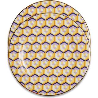 La DoubleJ Tableware - 'Cubi Giallo' dessert plate, set of two in Multicolor Porcelain