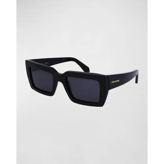 Ferragamo Kvinde SF1108S 001 Solbriller Acetat Sort Grå Firkantet Normal Normal
