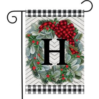 Vinterkrans Monogrambrev H Garden Flag 18 """" X 12.5 """" Briarwood Lane