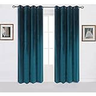 Cherry Home Super Soft Luxury Room Darkering Velvetdark Green Blackout Energy GroMet Curtain Panel Drapes Peacock Blue 52WX63L 2 Paneler