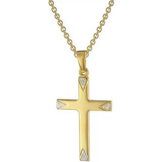trendor 51825 Kreuz-Anhänger Bicolor Gold 585/14K mit vergoldeter Silberkette