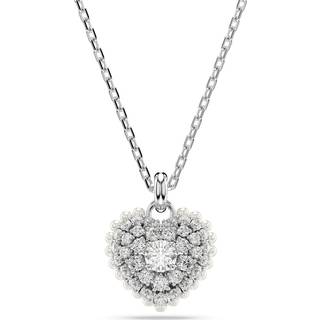 Swarovski Hyperbola Necklace, Heart, White, Rhodium plated - 38cm - Silver