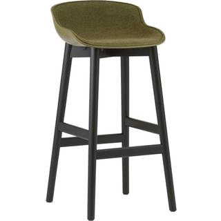 Normann Copenhagen Hyg Barstol 75 Cm Betrukket Forside / Sort Egetræ - Barstole Ny Uld Olivengrøn - 605223