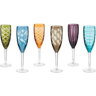 POLSPOTTEN Glassware - 'Cuttings' champagne glass, set of six in multicolor Glass