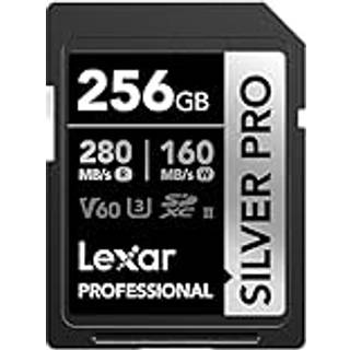 Lexar 256GB Professional SILVER PRO SDXC Hukommelseskort UHS-II C10 U3 V60 Full-HD & 4K Video Op til 280MB/s L?s for professionel fotograf Videog