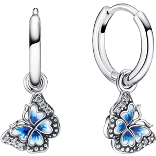 Pandora 290778C01 Damen-Creolen Silber Ohrringe Blauer Schmetterling