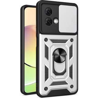 SKALO Motorola Moto G84 5G Armor Hybrid Magnet Ring Camera Slider - Sølv