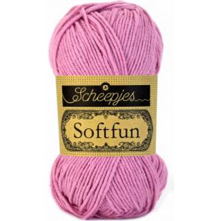 Scheepjes Softfun 2480 Pink Indhold: 60% Bomuld / 40% Akryl Vægt/længde: 50 gram = ca. 140 meter Anbefalede pinde: 3.50-4.00 mm Strikkefasthed: 10 cm = 21 x 30 m Maskinvask / Skåneprogram max 30°C.