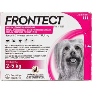 Frontect (til hunde 2-5 kg) 33,8+252,4 mg 3 stk Spot-on, opløsning