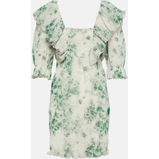 Ganni Pleated georgette minidress - green - L