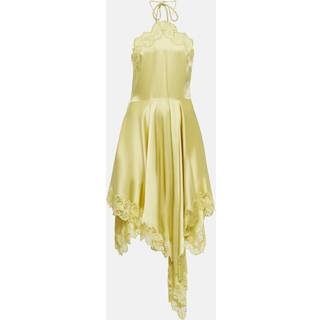 Stella McCartney Lace-trimmed satin midi dress - green - S