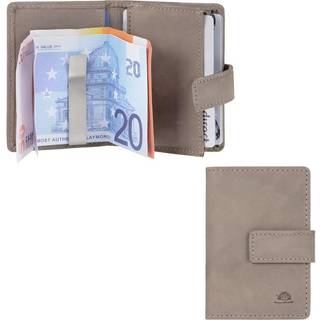 Kartenetui Leder 7x10cm mit Geldklammer "Vintage" grau 1642-29 | Greenburry.de