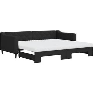 daybed med udtræk 90x200 cm stof sort