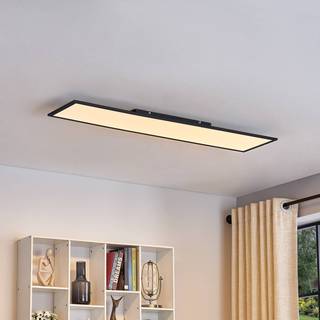 Lindby LED-panel Lamin, sort, 120 cm, CCT, dæmpbar, fjernbetjening