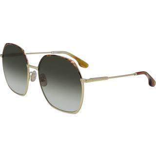Victoria Beckham Kvinde VB206S 700 Solbriller Metal Guld Grøn Rund Skygge