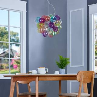 Lucande hængelampe Diborah, Ø 50 cm, farvet, glas, G9