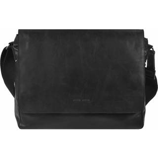 Umhängetasche Leder 38x27cm Pure Black 1101-20 | Greenburry.de