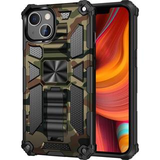 iPhone 13 Camouflage Håndværker Bagside Cover m. Kickstand - Army Grøn