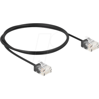 Delock RJ45 Netværkskabel Cat.6 UTP Ultra Slim med Korte Stik, 1 m - Sort