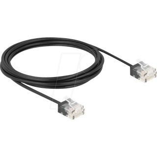 Delock RJ45 Netværkskabel Cat.6 UTP Ultra Slim med Korte Stik, 3 m - Sort
