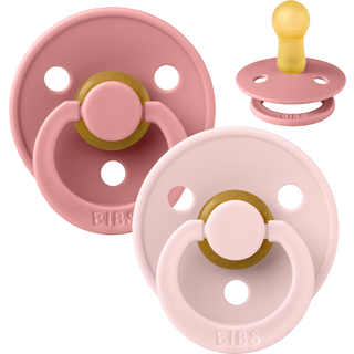 BIBS Rund Colour Sut - 2-Pak - Str. 2 - Naturgummi - Dusty Pink/Blossom
