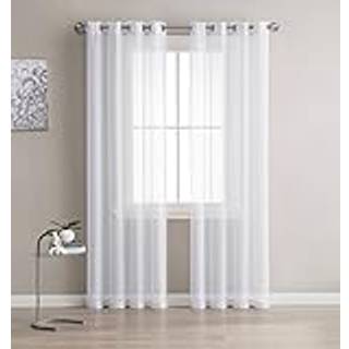 Linenzone rene hvide gardiner. Faux linned hvide rene gardiner. 2 Hvide rene gardinpaneler i pakken. Elegante 108 tommer gardiner til stue sovev?