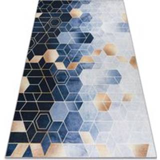 ANDRE 1216 tæppe skal vaskes Terning, geométrico skridsikker - blå 80x150 cm