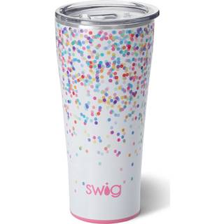 Swig Life 32oz Isoleret tumbler Rejsekaffe Tumbler med l?g Cup Holder Venlig rejsekaffe krus rustfrit st?l termos med l?g (konfetti)