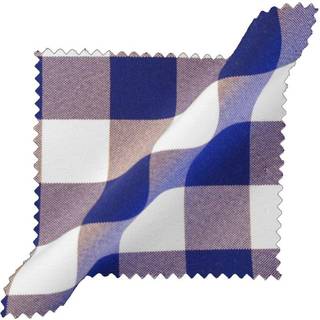 La Linen Polyester Gingham Checkered 90-tommer rund dug White and Royal Blue