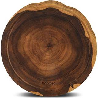 Linoroso Round Cutting Board Exquisite ikke-splittende Acacia Wood Cheese Board Reversible Round (Dia. 12inch) Charcuterie Boards With Juice Groo