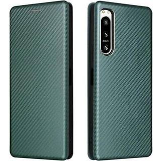 Sony Xperia 5 IV Flip Cover - Karbonfiber - Grøn