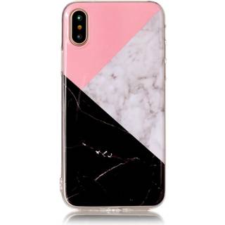 Blødt TPU cover til iPhone X/XS, Pink, Grå, Sort, Marmor