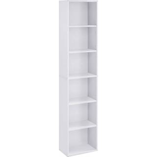 Vasagle skandinavisk stil 6 -lags reolopbevaringshylde til stue kontor soveværelse undersøgelse 40 x 24 x 178,5 cm hvid LBC167T14