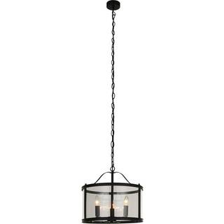 Lucande hængelampe Eryk, Ø 40 cm, sort, glas, 3 lyskilder