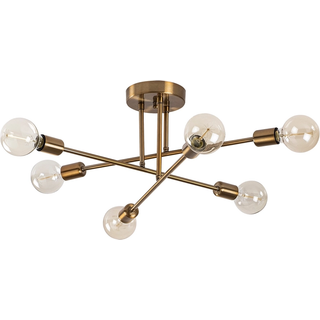 Loftlampe Flower 176, 6 lyskilder, guld antik