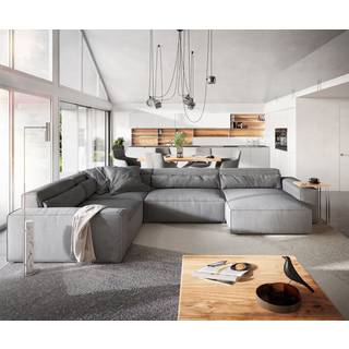Wohnlandschaft Sirpio XL 360x260 cm Mikrofaser Grau Recamiere variabel
