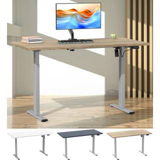 LonaE skrivebord elektrisk hæve sænke funktion 110x80x71-120cm eg dekor, sølvfarvet.