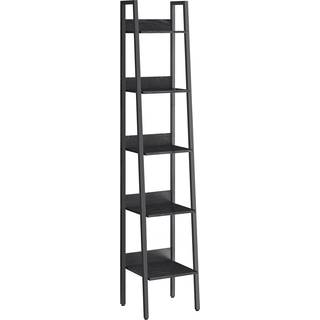Vasagle Ladder hylde, 5-lags smal hylde, boghylde til hjemmekontor, stue, soveværelse, køkken, industriel, rustik brun og sort LLS109B01
