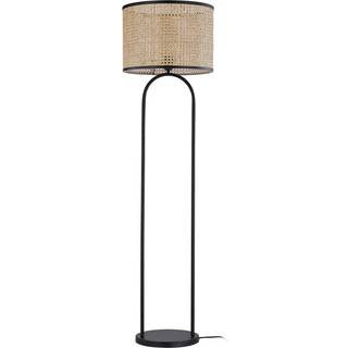 Lindby gulvlampe Yaelle, 146 cm høj, rattan, sort, E27
