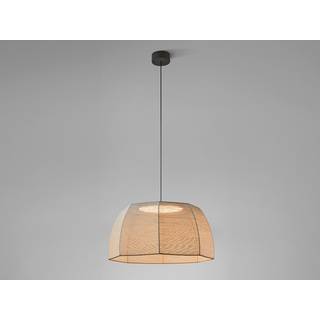 Bover LED-hængelampe Tanit, Ø 61 cm, sort/beige, stof