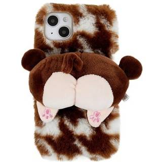 3D Plush Furry Vinter iPhone 14 Plus TPU Cover - Brun Corgi