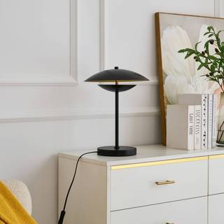 Lindby LED-bordlampe Tiama, metal, sort/guld, Ø 30 cm
