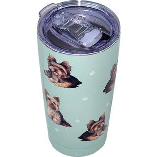Yorkie Serengeti 16 oz rustfrit st?l vakuumisoleret tumbler med spildt?t l?g - 3D -print - isoleret rejsekrus til varme eller kolde drikke (Yorki