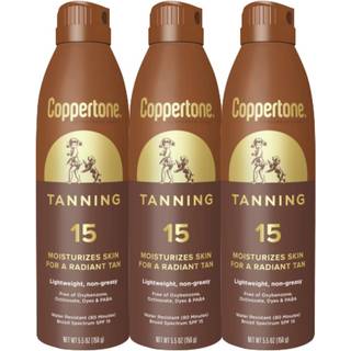 Coppertone garvning af solcreme spray SPF 15 Broad Spectrum Tanning Sunscreen Vandbestandig solcreme 5,5 oz pakke med 3