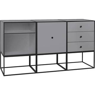 Audo Copenhagen Frame 49 Trio Sidebord Med Ramme t - Skænke & Sideboards Melamin Mørkegrå - 71077-001562
